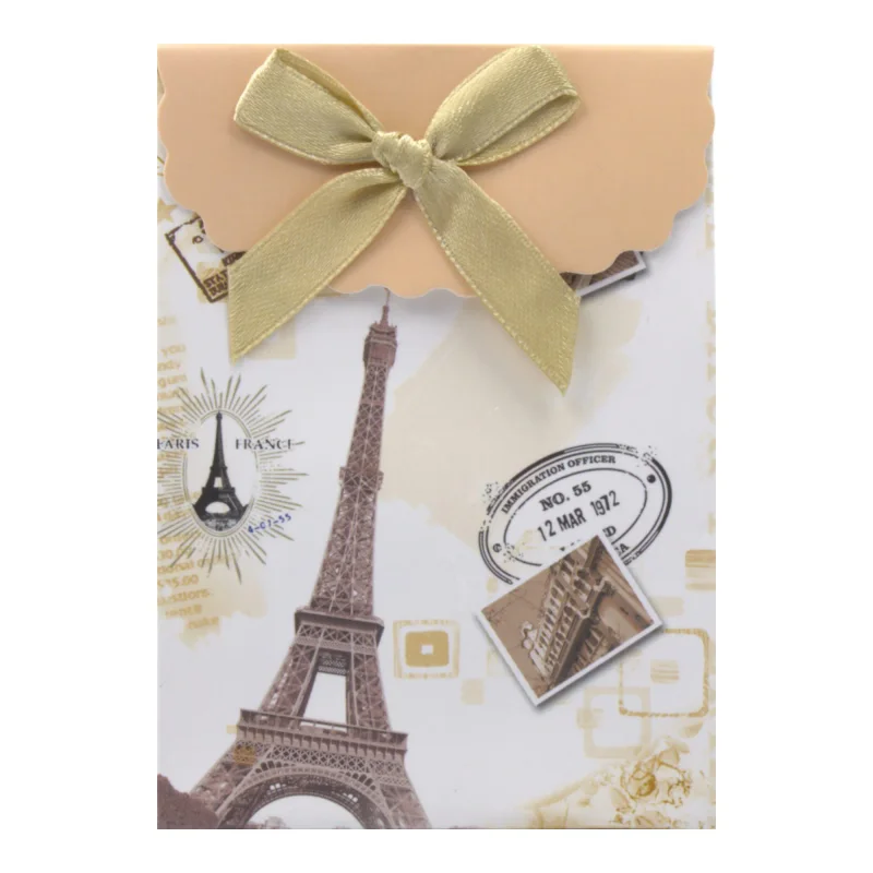 Sacola de Papel para Presente P - Com Velcro e Laço - 7,5x10,5x4 cm (12 unidades) - Paris Rose Atacado para Revenda