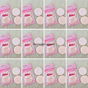 Esponja Para Pó Redonda com 02 Unidades QBM507 Atacado Box com 12 Kits