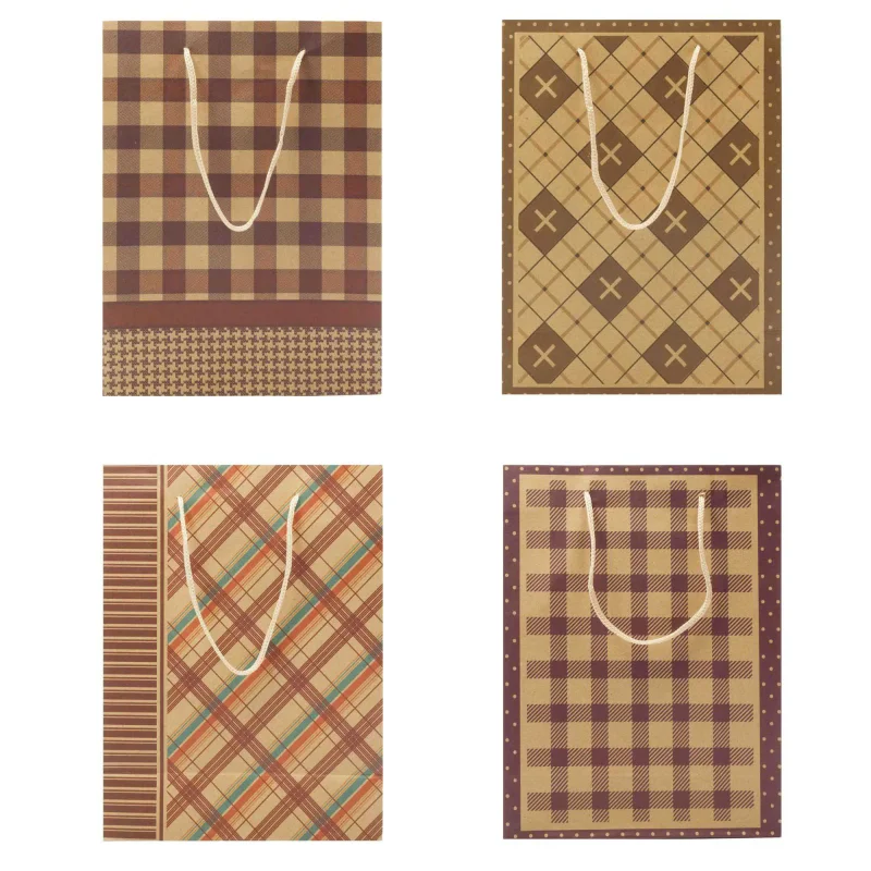 Sacola de Papel Kraft Estampa Desenhada P - Pacote com 12 unidades Atacado para Revenda