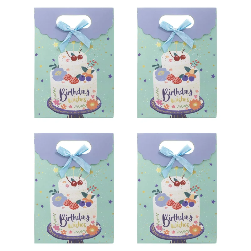 Sacola de Papel para Presente G - Com Velcro e Laço - 14,5x21x6 cm (12 unidades) - Festa Verde Tiffany Atacado para Revenda