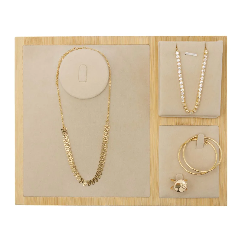 Expositor de Conjunto de Joias - Madeira e Veludo - 1 Unidade Atacado para Revenda