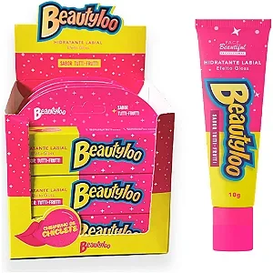 Hidratante Labial Efeito Gloss Cheirinho de Chiclete Beautyloo Sabor Tutti-Frutti FB466 Atacado Box 12 Unidades