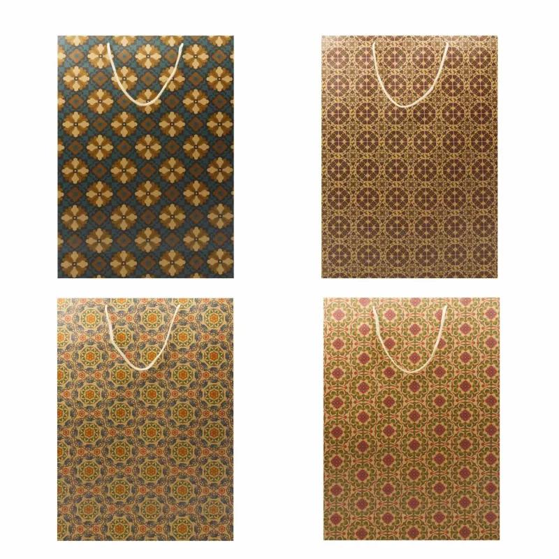 Sacola de Papel Kraft Estampa Desenhada M - Pacote com 12 unidades Atacado para Revenda