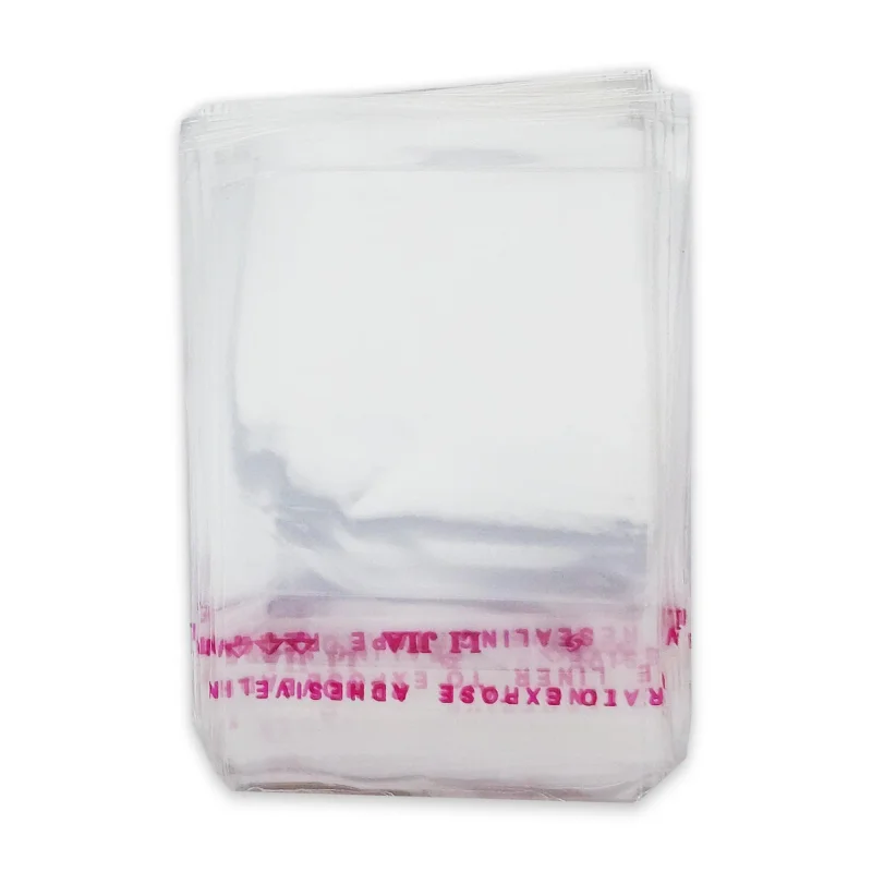 Saco Plástico Transparente com Cola e Sem Furo - 4x4 cm - Pacote com 100 unidades Atacado para Revenda