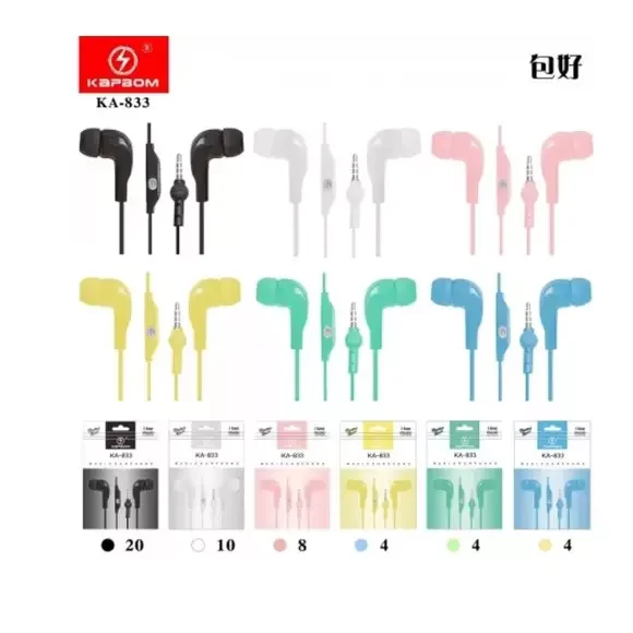 FONE COM FIO KAPBOM COM BORRACHA KA833 Atacado para Revenda
