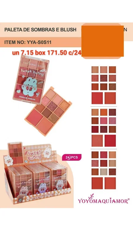 Paleta de Sombras e Blush - YO YO - Maquiagem Atacado Revenda