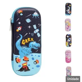 Estojo Escolar Case 22,5cm 3D Figuras Sortidas Atacado