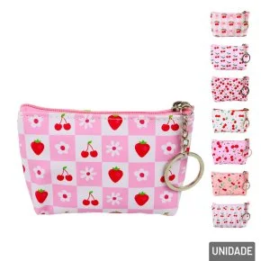 Porta Moedas PVC Bolsa Cerejas Sortidas Atacado