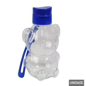 Garrafa Plástico 400ml Infantil Urso Alça Azul Atacado