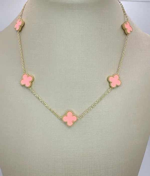 COLAR TREVO ROSA BEBÊ