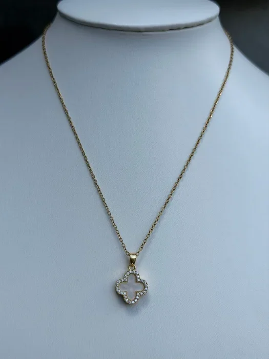 COLAR AÇO TREVO VERSO PRETO INOXIDÁVEL