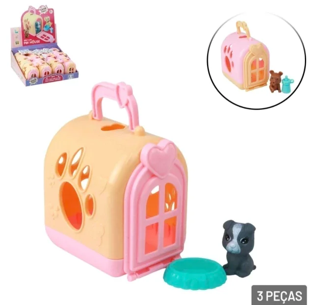 Kit C/12 KIT Casinha do PET 03 Pçs com Maleta Sortidos Atacado