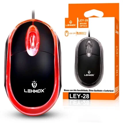 Mouse Óptico com fio Usb Básico Lehmox - LEY-28 Atacado