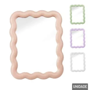 Espelho de Mesa 18x13cm Retangular Ondulado Color Atacado