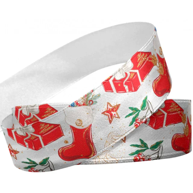 Fita de Gorgurão Natal DC_257 - 38mm x 10m - Bela Fita Atacado
