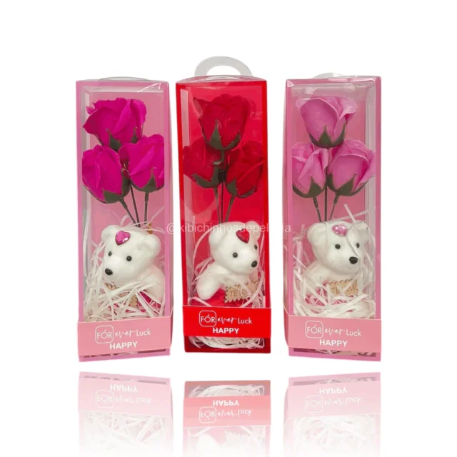 Flor Com Urso 20cm Atacado