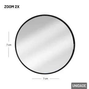 Espelho de Aumento 2x 7cm com Ventosa Preto Atacado