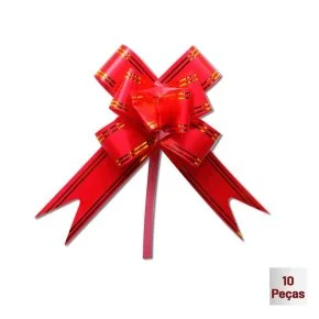 Laço para Presente 10 Pçs 1,8x35cm Linhas Vermelho Atacado