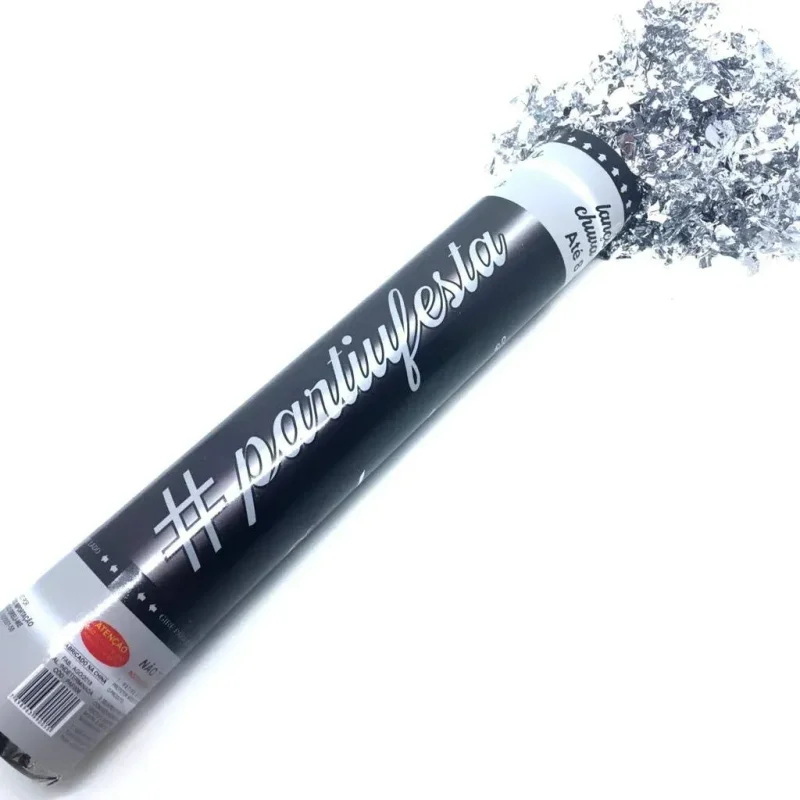 PAF009 LANÇA CONFETE METALIZADO REDONDO 30 CM PRATA Atacado