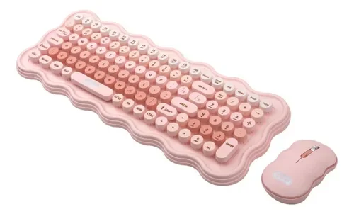 KIT TECLADO + MOUSE SEM FIO & BLUETOOTH ROSA MULTIMIDIA KNUP KPTE144 Atacado para Revenda