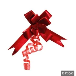 Laço para Presente 10 Peças 1,2x24cm Liso Vermelho Atacado