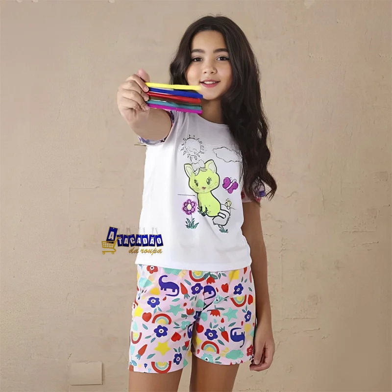 Pijama Feminino Para Colorir Atacado