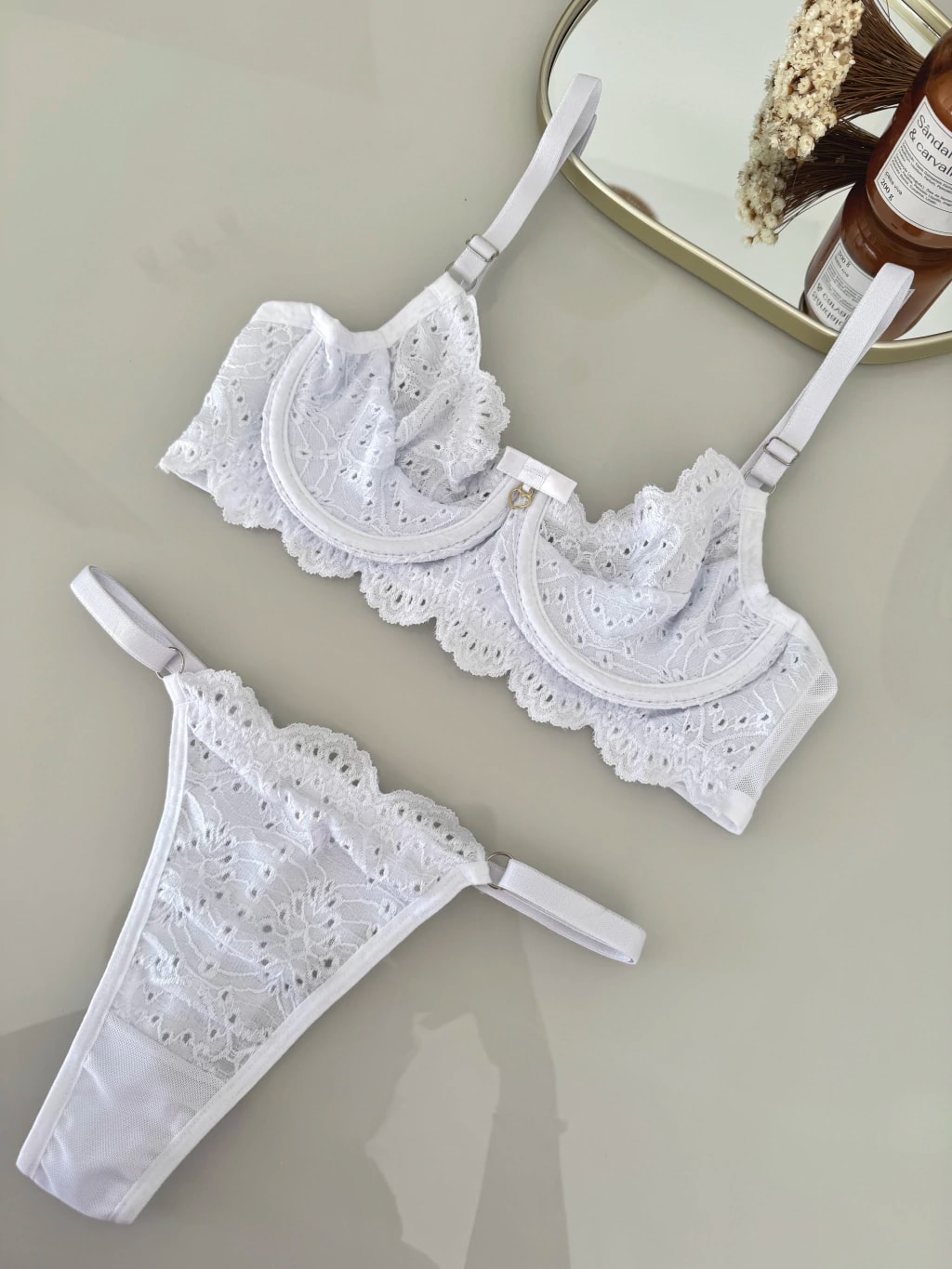 Conjunto Rebeca Renda Lese Branco Atacado