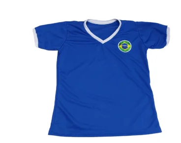 AZ-GG CAMISA AZUL GOLA V E PUNHOS BRANCOS Atacado