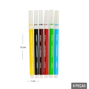 Caneta Hidrográfica 6 Cores Atacado