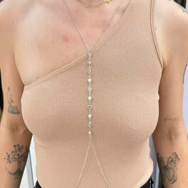 BODY CHAIN PRATA PÉROLAS Atacado