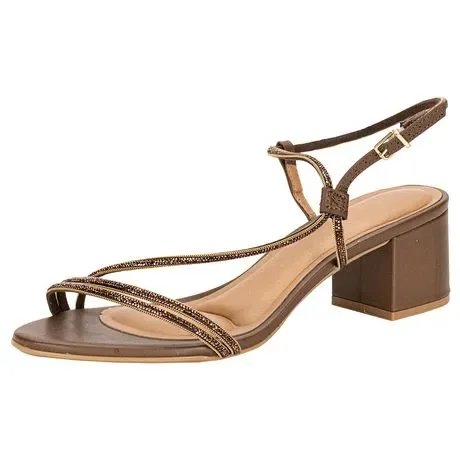 Sandália Feminina Salto Grosso 62911175 Café Atacado