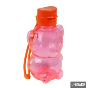 Garrafa de Plástico 400ml Infantil Urso Laranja Atacado