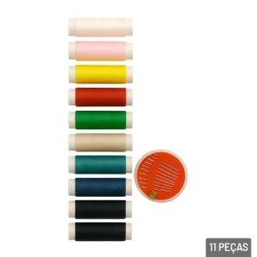 Kit Linha de Costura 11 Peças com Agulhas Atacado