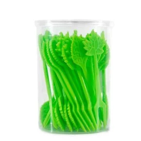 Palito de Petisco Plástico 40 Pçs Folhas Color Atacado
