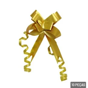 Laço para Presente 10 Peças 1,8x39cm Liso Ouro Atacado