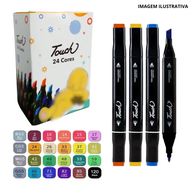 MKB-24BRANCA KIT CANETAS MARCADORAS 24 CORES CX BRANCA Atacado