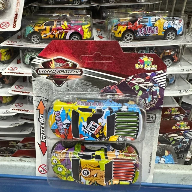 Kit C/12 Carro fricção (2 na cartela) estampado Atacado