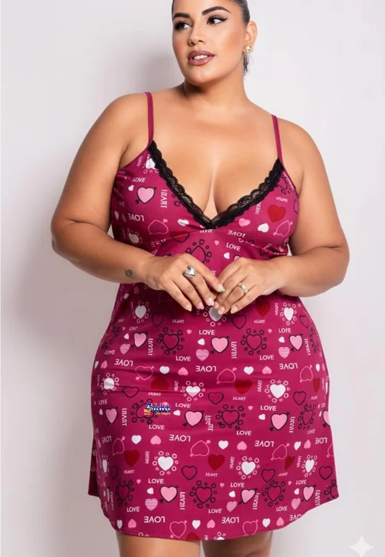 Camisola Plus Size Estampada Microfibra Atacado