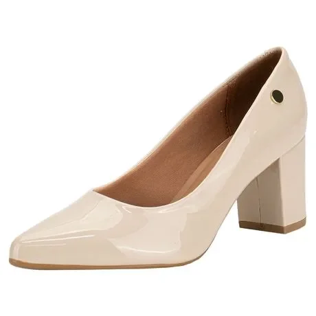 Scarpin Feminino Salto Grosso 1290500 Natural Atacado