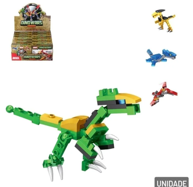 Kit C/12 Blocos de Montar Dinossauros Modelos Sortidos Atacado