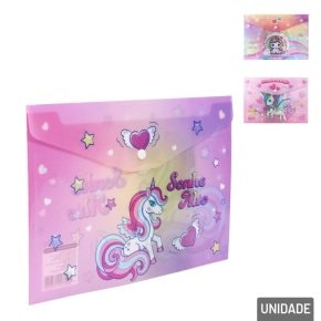 Pasta de Documentos A4 Fecho Botão Estampa Sortida Atacado