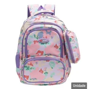 Mochila Juvenil 17" 43cm Figuras Coloridas Atacado