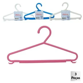 Cabide de Plástico 3 Peças Infantil Pérola Color Atacado