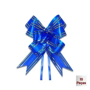 Laço para Presente 10 Pçs 3x48cm Linhas Azul Atacado