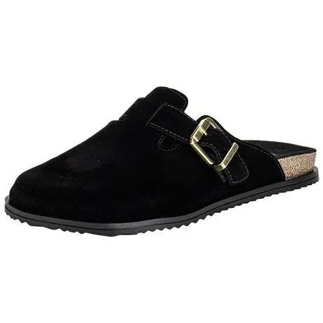 Sapato Feminino Mule Moleca 5743209 Preto/Camurça Atacado