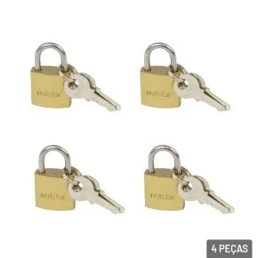 Kit Cadeado 20mm com 2 Chaves 4 Pçs Haste Curta Atacado