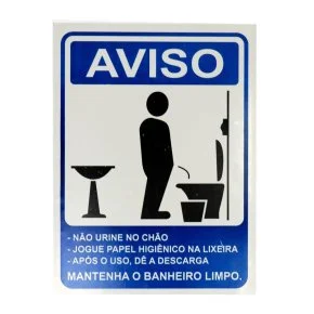 Placa Sinalização 20x15 Banheiro Limpo Masculino Atacado