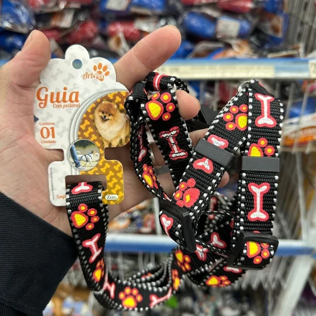 Kit C/6 Guia com peitoral petshop atacado