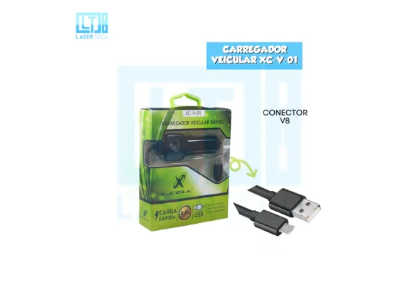 CARREGADOR VEICULAR RAPIDO 2.5 V8 XC-V-01 Atacado