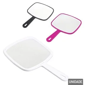 Espelho de Mão Quadrado 26cm Plástico Color Atacado